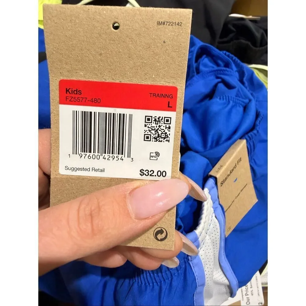 #605.  Nike GIRLS YOUTH Game Royal/White Tempo Dri-FIT Running Shorts
